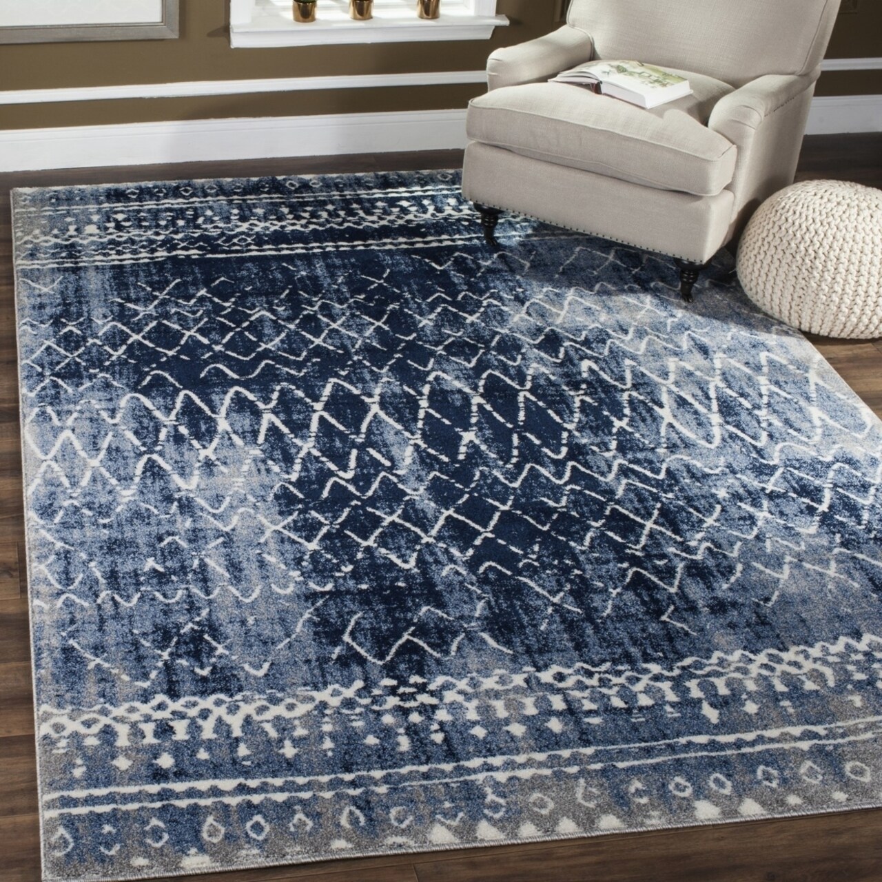Tunisia Collection: Rustic & Casual Berber Rugs in Light Blue/Cream